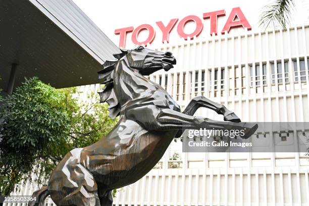 Stallion horse statue during a visit to Toyota Plant on May 19, 2023 in Durban, South Africa. The minister's visit to the Original Equipment...