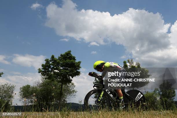 Intermarche - Circus - Wanty's Belgian rider Tom Paquot competes in the fourth stage of the 75th edition of the Criterium du Dauphine cycling race...