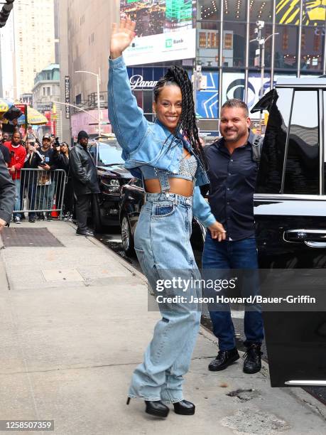 Alicia Keys is seen leaving 'Good Morning America' on June 07, 2023 in New York City.