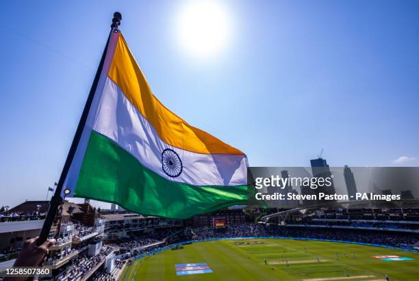 General view of the India's flag flying during day one of the ICC World Test Championship Final match at The Oval, London. Picture date: Wednesday...