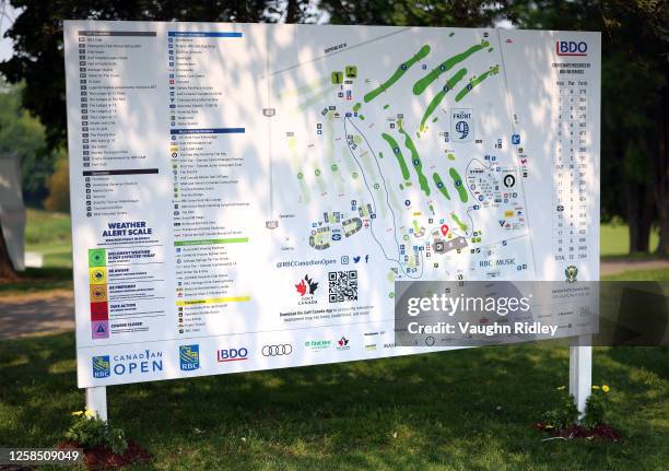Map of the course of the RBC Canadian Open at Oakdale Golf and Country Club on June 07, 2023 in Toronto, Ontario, Canada.