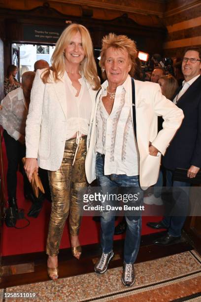 Penny Lancaster and Sir Rod Stewart attend the Gala Night performance of "We Will Rock You" at the London Coliseum on June 7, 2023 in London, England.