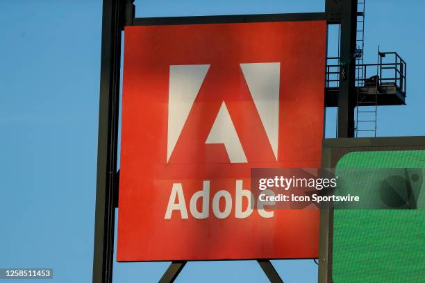 Billboard advertisement for Adobe during a regular season game between the Baltimore Orioles and San Francisco Giants on June 3, 2023 at Oracle Park...