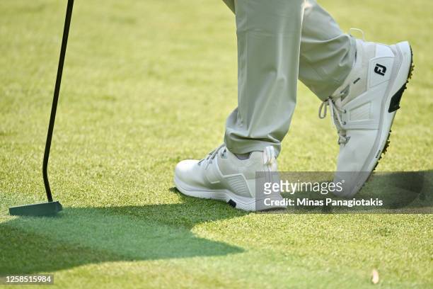 Detailed view of the shoes worn by Patton Kizzire of the United States of America during the Pro-Am prior to the RBC Canadian Open at Oakdale Golf...
