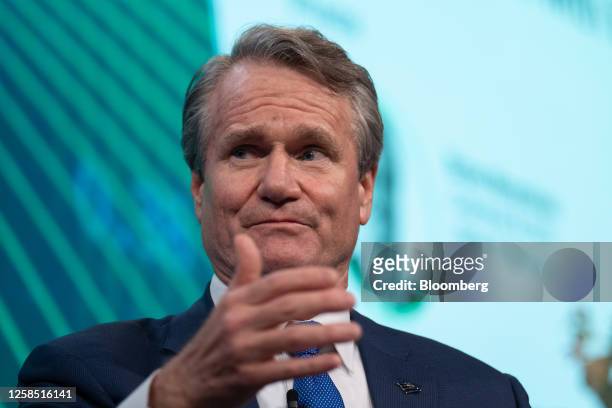 Brian Moynihan, chairman and chief executive officer of Bank of America, speaks during the Bloomberg Invest event in New York, US, on Wednesday, June...