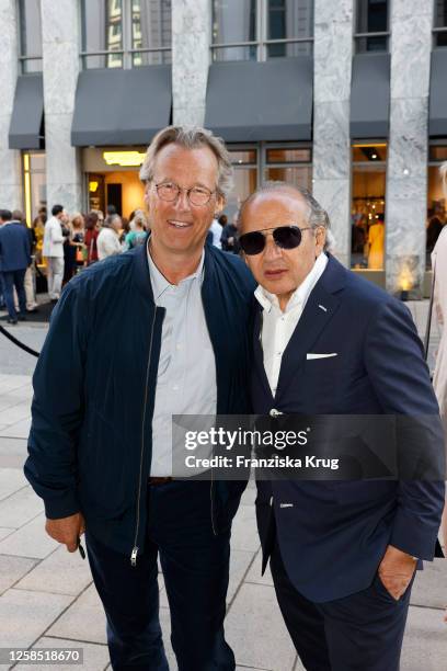 Dirk von Haeften and Hadi Teherani attend the Technogym Boutique Opening at Neuer Wall on June 7, 2023 in Hamburg, Germany.