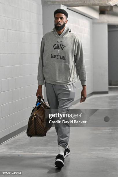 Assistant Coach Hakim Warrick of G League Ignite arrives to the arena before the game against the Ontario Clippers on December 27, 2022 at Dollar...