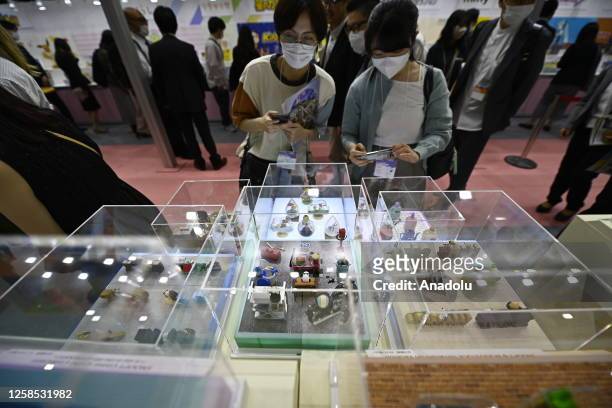 People attend the International Tokyo Toy Show at the Tokyo Big Sight convention center in Tokyo, Japan, on June 8 which is held for four days from...