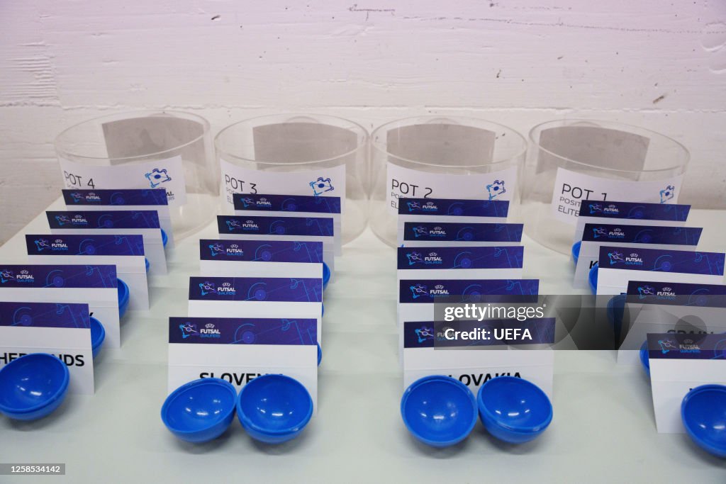 A general view of the draw cards during the FIFA Futsal World Cup