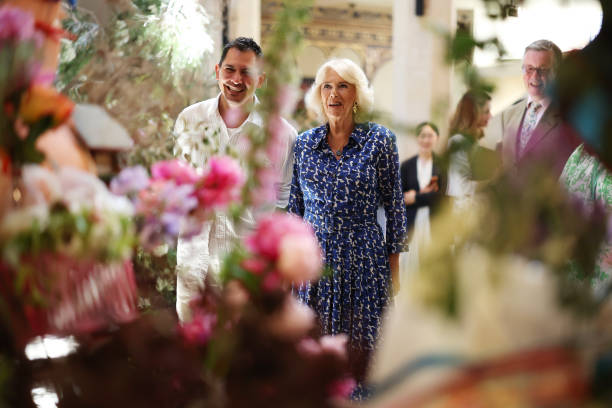 GBR: Queen Camilla Opens British Flowers Week Exhibition At Garden Museum