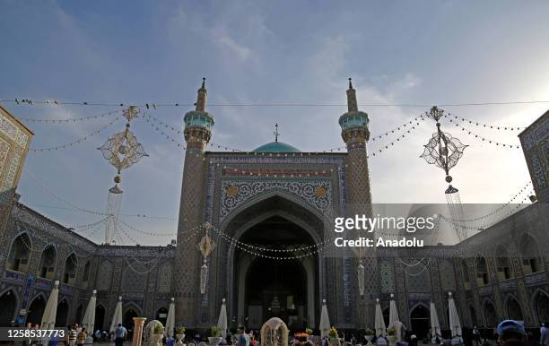 An entrance view of the Goharshad Mosque at the province of Razavi Khorasan in Mashhad, Iran on May 29, 2023. The mosque was built during the Timurid...