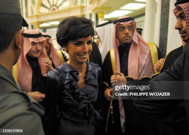 France's Justice Minister Rachida Dati arrives at Saudi King Abdullah Ibn Abdul Aziz Al Saud's residence, 13 January 2008. French president Nicolas...