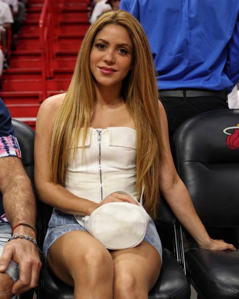Shakira attends Game Three of the 2023 NBA Finals between the Denver Nuggets and Miami Heat on June 7, 2023 at Kaseya Center in Miami, Florida. NOTE...