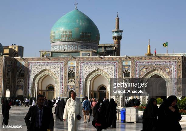 People are seen at the Mosque of Goharshad at the province of Razavi Khorasan in Mashhad, Iran on May 29, 2023. The mosque was built during the...