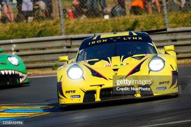 The IRON LYNX , Porsche 911 RSR - 19, Claudio Schiavoni , Matteo Cressoni , Alessio Picariello during 100th running 24 Hours of Le Mans at the...