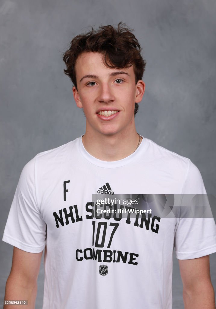 Gabriel Perreault poses for a headshot at the 2023 NHL Scouting