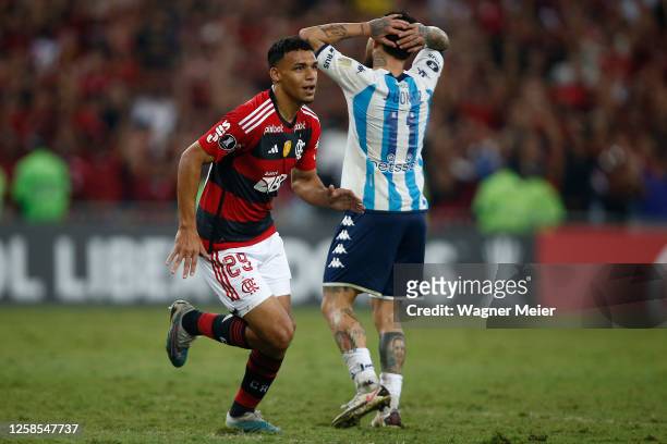 Victor Hugo of Flamengo celebrates after scoring the team´s second goal during a Copa CONMEBOL Libertadores 2023 Group A match between Flamengo and...