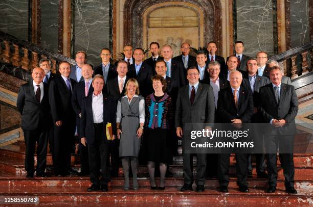 European foreign affairs ministers pose for a family photograph during the Informal Meeting of Foreign Affairs Ministers on September 10, 2010 at the...