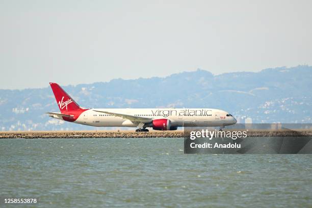 Virgin Atlantic plane takeoff from San Francisco International Airport in San Francisco, California, United States on June 8, 2023.