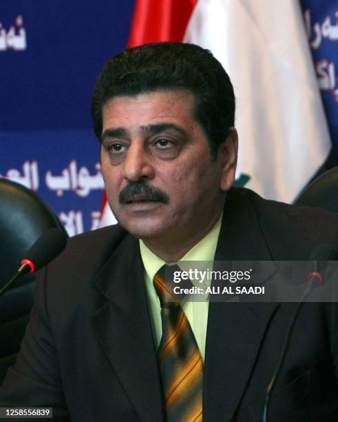 Defence ministry spokesman Major General Mohammed al-Askari speaks during a press briefing in Baghdad, on July 02, 2009. The press was briefed on the...