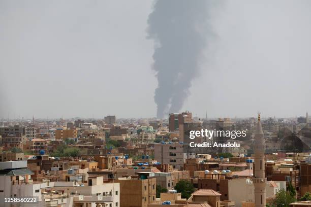 Smoke rises as the clashes between the Sudanese Armed Forces and the paramilitary Rapid Support Forces continue in Khartoum, Sudan on June 09, 2023.