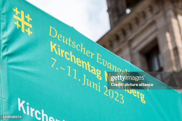 June 2023, Bavaria, Nuremberg: A sign of the German Protestant Church Congress. 38th German Protestant Kirchentag Nuremberg. Photo: Daniel Vogl/dpa