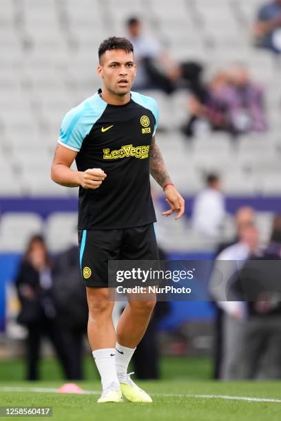 Lautaro Martinez centre-forward of Inter Milan and Argentina during the FC Internazionale training session and press conference prior the UEFA...