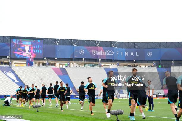 Inter players during the FC Internazionale training session and press conference prior the UEFA Champions League 2022/23 final match between FC...