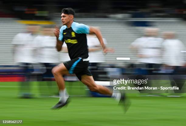 Raoul Bellanova during FC Internazionale Milano training ahead of the UEFA Champions League 2022/23 final at the Ataturk Olympic Stadium on June 09,...