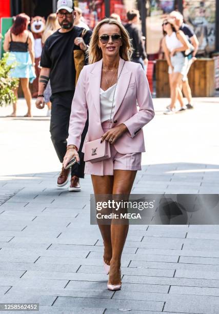 Amanda Holden is seen leaving Global Radio studios on June 9, 2023 in London, United Kingdom.