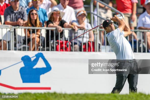 Mario Tiziani from Shorewood, MN tees off during the first round of the American Family Insurance Championship Champions Tour golf tournament on June...