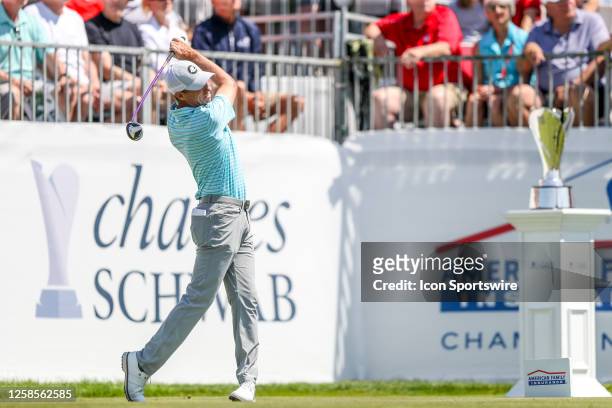 Steven Alker from Hamilton, New Zealand tees off during the first round of the American Family Insurance Championship Champions Tour golf tournament...