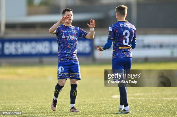 Derry , United Kingdom - 9 June 2023; Bohemians players Ali Coote, left, and Paddy Kirk of Bohemians before the SSE Airtricity Men's Premier Division...