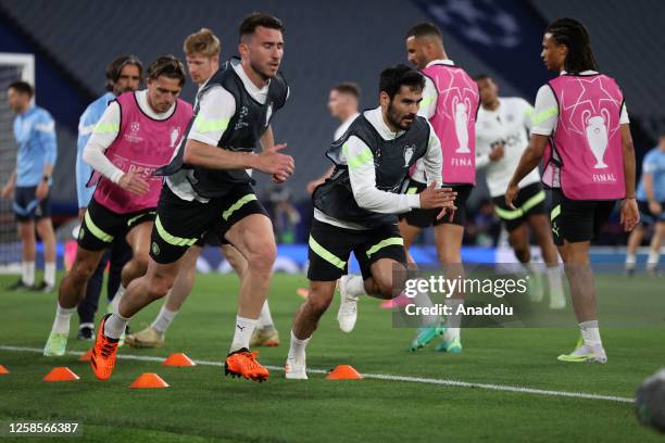 Ilkay Gundogan of Manchester City takes part in a training session at Ataturk Olympic Stadium ahead of the Manchester City and Inter UEFA Champions...