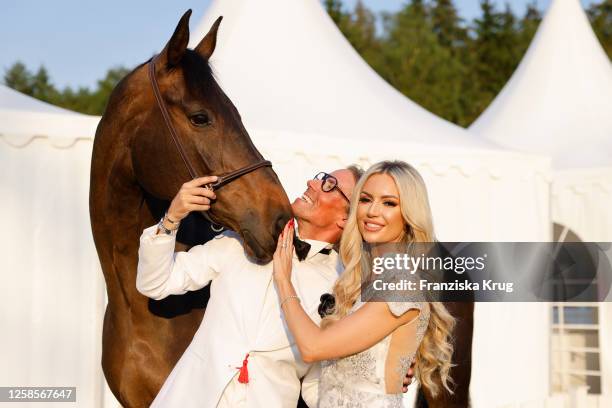 Rosanna Davison and Jens Hilbert during the Longines Balve Optimum 2023 event on June 9, 2023 in Balve, Germany.