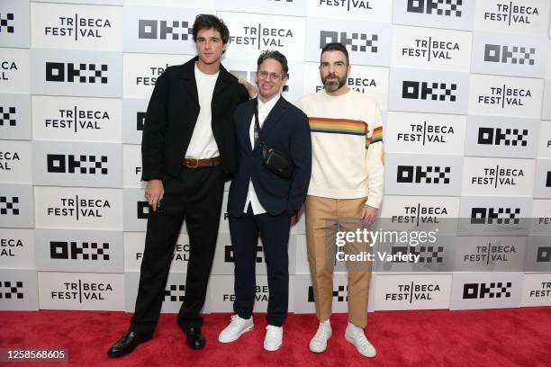 Jacob Elordi, Marc Benardout and Zachary Quinto at the world premiere of "He Went That Way" held during the Tribeca Film Festival at BMCC Theater on...