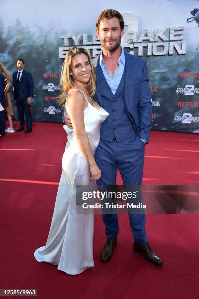 Chris Hemsworth and Elsa Pataky attend the "Tyler Rake: Extraction 2" Netflix special screening premiere at Zoo Palast on June 9, 2023 in Berlin,...