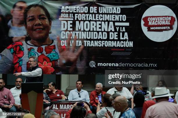 John M. Ackerman Rose, founder of the MORENA party, heads the Morenista National Convention at the Club de Periodistas in Mexico City, on june 09...