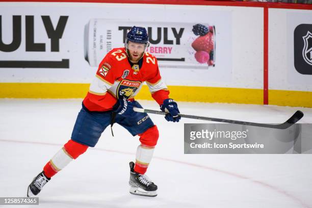 Florida Panthers center Carter Verhaeghe skates during Game Three of the NHL Stanley Cup Final between the Vegas Golden Knights and the Florida...