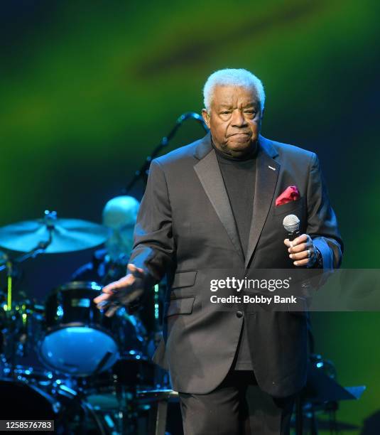 Anthony Gourdine "Little Anthony" performs on the Happy Together Tour 2023 at Mayo Center Performing Arts on June 9, 2023 in Morristown, New Jersey.