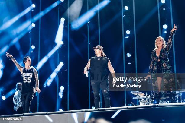 Devin Dawson, HARDY and Lauren Alaina at Day 2 of the CMA Fest held on June 9, 2023 in Nashville, Tennessee.