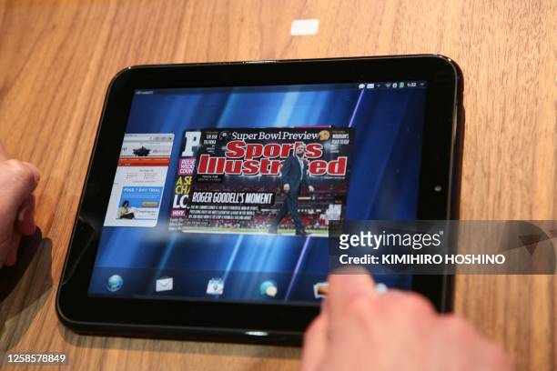 New HP Palm tablet, Touch Pad, is displayed during the WebOS event at Fort Mason's Herbst Pavilion on February 9, 2011 in San Francisco, California....