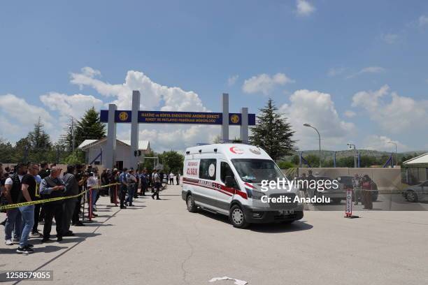 Ambulance arrives at MKE Rockets and Explosives Factory after an explosion in Elmadag district of Ankara, Turkiye on June 10, 2023. At least five...