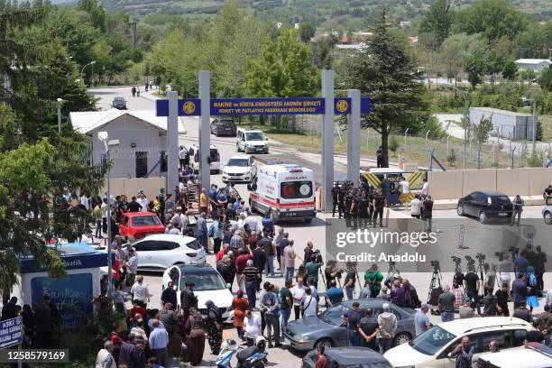 Ambulance arrives at MKE Rockets and Explosives Factory after an explosion in Elmadag district of Ankara, Turkiye on June 10, 2023. At least five...