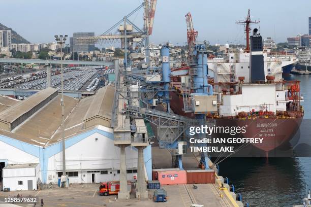 This picture taken on June 9 shows the Haifa port cargo terminal.