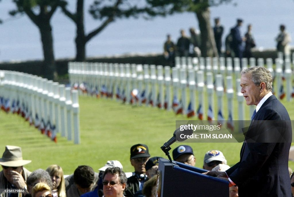 Bush Day President George W. Bush delivers a speech during ceremonies 06 June ...