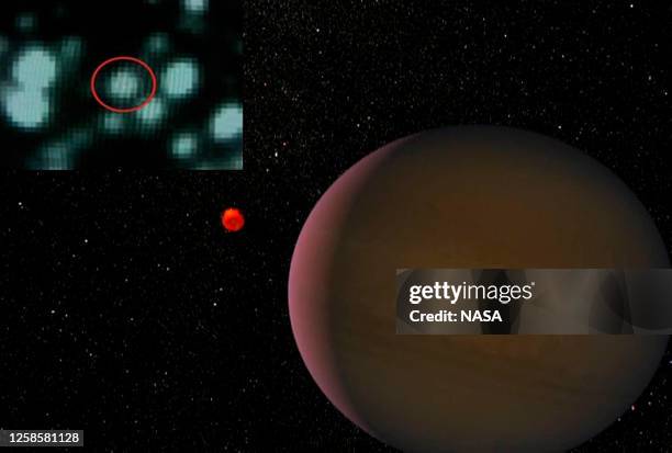This artist's rendering obtained 18 April, 2004 from NASA shows a newly discovered planet, believed to be one-and-a- half times larger than Jupiter,...