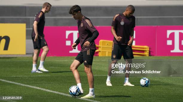 Kai Havertz of Germany warms up during Training session at DFB-Campus on June 10, 2023 in Frankfurt am Main, Germany.