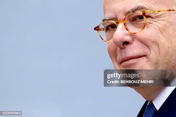 Former French prime minister Bernard Cazeneuve arrives at the launch of his own political party "La Convention" in Creteil, on the outskirts of...