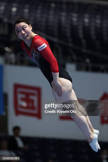 Chisato Doihata competes in the Women's Individual final during the 37th FIG Trampoline Gymnastics World Championships Japan Qualifier at Yoyogi...